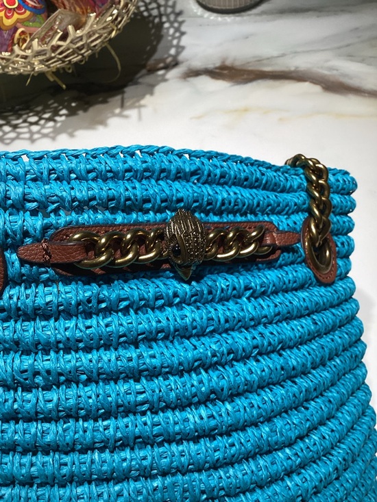 Kurt Geiger Turquoise Woven Chain-Handle Shoulder Bag NWOT - Picture 8 of 12